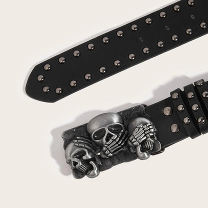 Morte Nero Triple Skull Belt