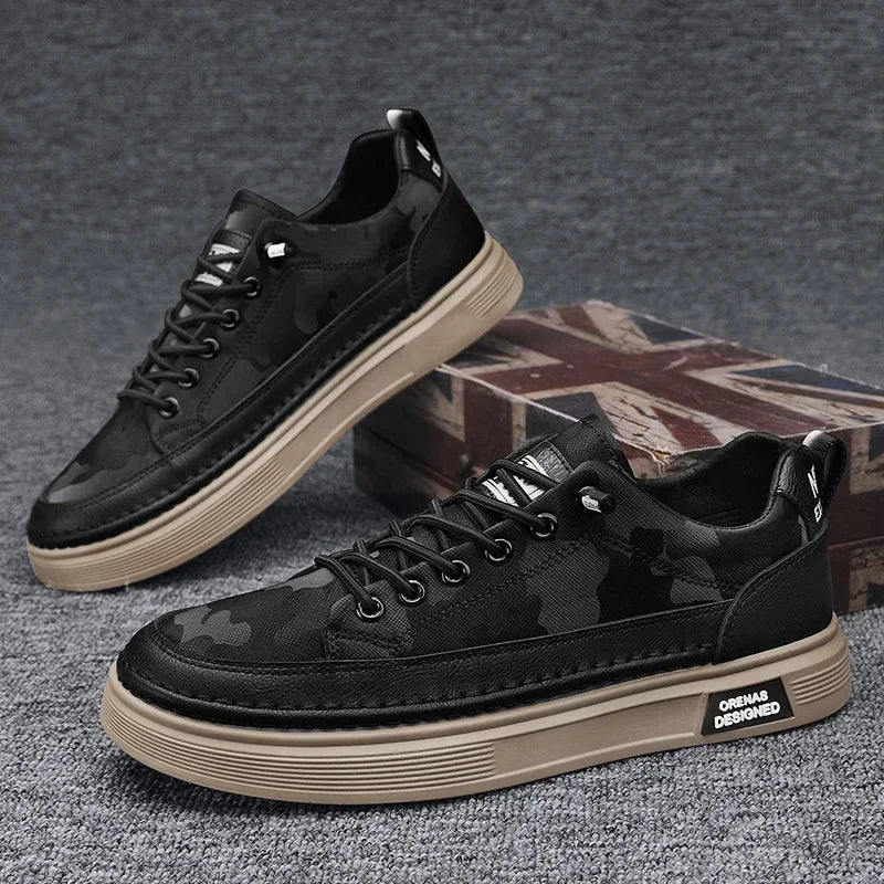 Leather Camouflage Sneakers